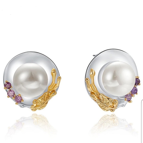 Jewelry - Sale Silver Gold Italian Jewelry Pearl Earrings